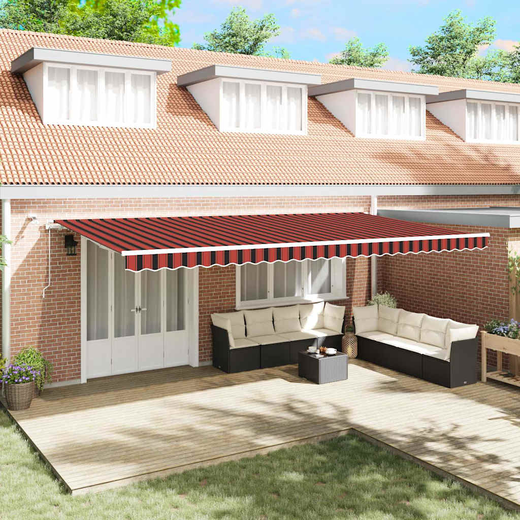 Toldo Retrátil Laranja e Marrom 600 × 300 cm Tecido e Metal