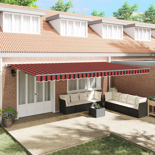 Toldo Retrátil Manual laranja e castanho 600 × 300 cm tecido