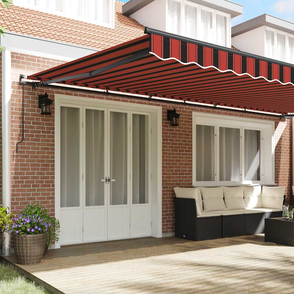 Toldo Retrátil Manual laranja e castanho 600 × 300 cm tecido