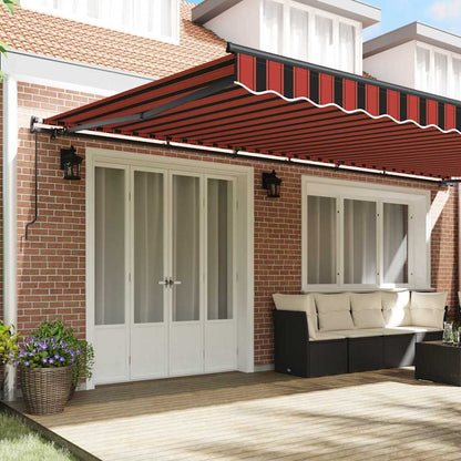 Toldo Retrátil Manual laranja e castanho 600 × 300 cm tecido