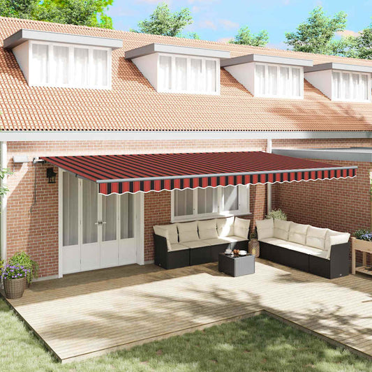 Toldo Retrátil Manual laranja e castanho 600 ×300 cm tecido