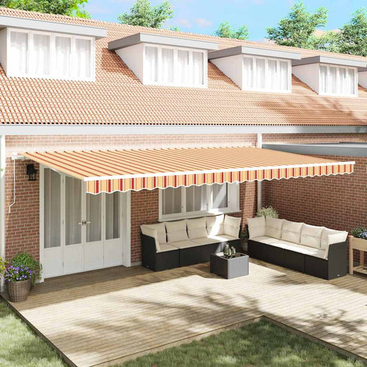 Toldo Retrátil Amarelo e Laranja 600 × 300 cm Poliéster, Metal