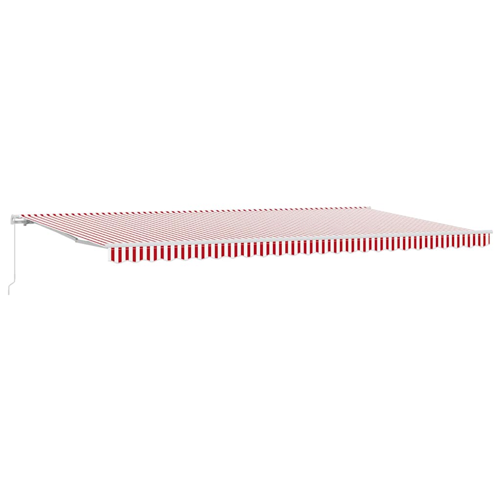 Toldo Retrátil Vermelho e Branco 600 × 300 cm Poliéster, Metal