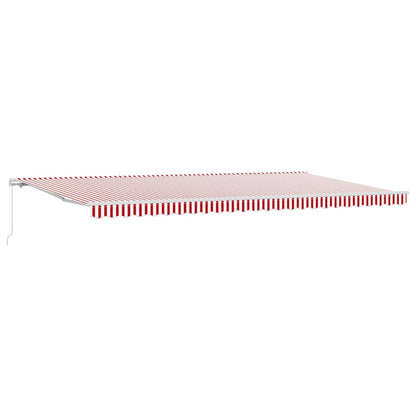 Toldo Retrátil Vermelho e Branco 600 × 300 cm Poliéster, Metal
