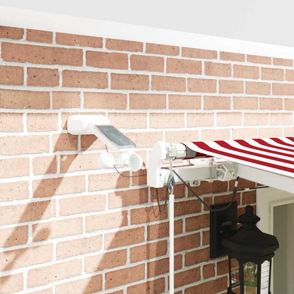 Toldo Retrátil Vermelho e Branco 600 × 300 cm Tecido e Metal