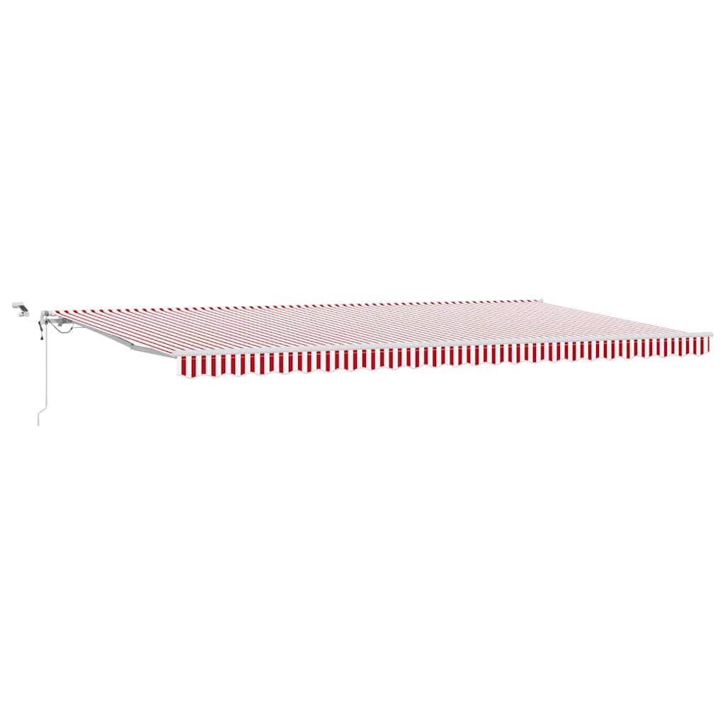 Toldo Retrátil Vermelho e Branco 600 × 300 cm Tecido e Metal