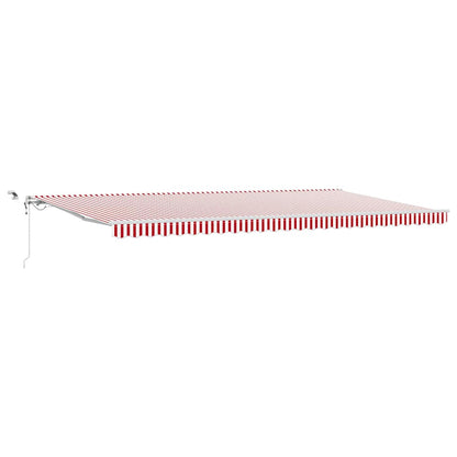 Toldo Retrátil Vermelho e Branco 600 × 300 cm Tecido e Metal