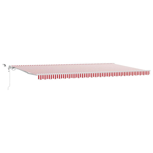 Toldo Retrátil Vermelho e Branco 600 × 300 cm Tecido e Metal