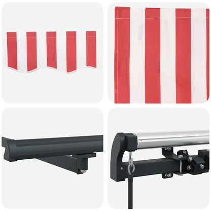 Toldo Retrátil Manual Vermelho e branco 600 × 300 cm tecido