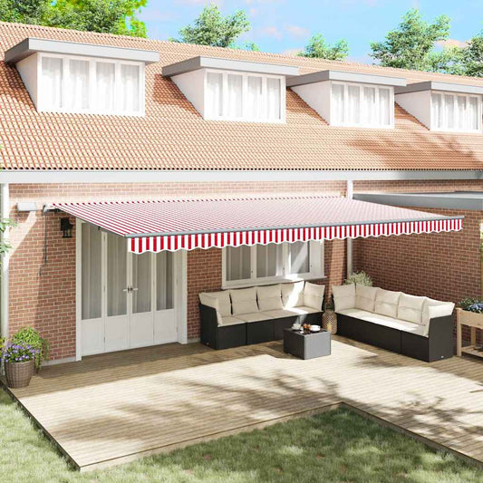 Toldo Retrátil Manual Vermelho e branco 600 ×300 cm tecido