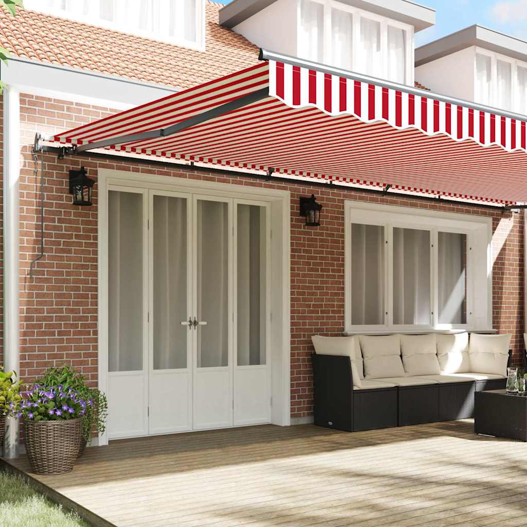 Toldo Retrátil Vermelho e branco 600 ×300 cm tecido