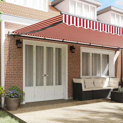 Toldo Retrátil Vermelho e branco 600 ×300 cm tecido