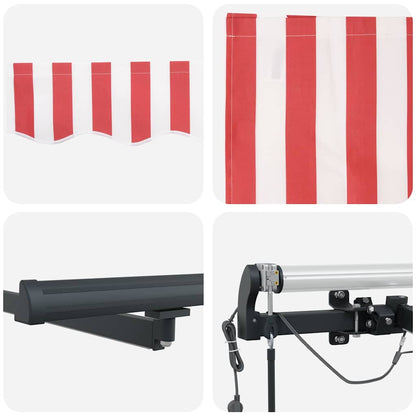 Toldo Retrátil com Vermelho e branco 600 × 300 cm tecido