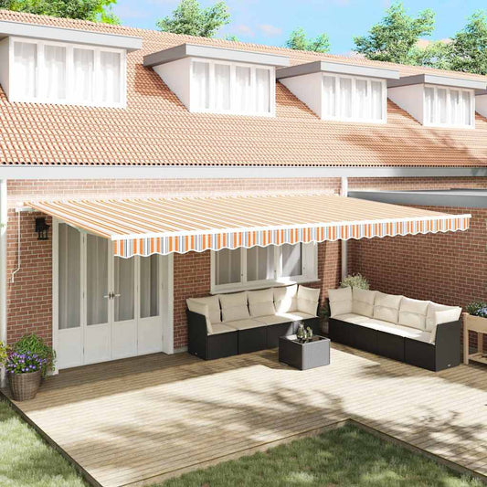 Toldo Retrátil Riscas Multicolor 600 × 300 cm Poliéster e Metal
