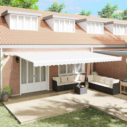 Toldo Retrátil com Manual Branco 600 ×300 cm tecido