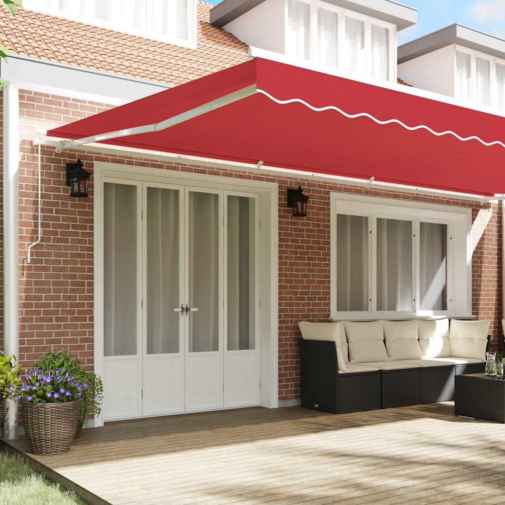 Toldo Retrátil Vermelho 600 × 300 cm Poliéster e Alumínio
