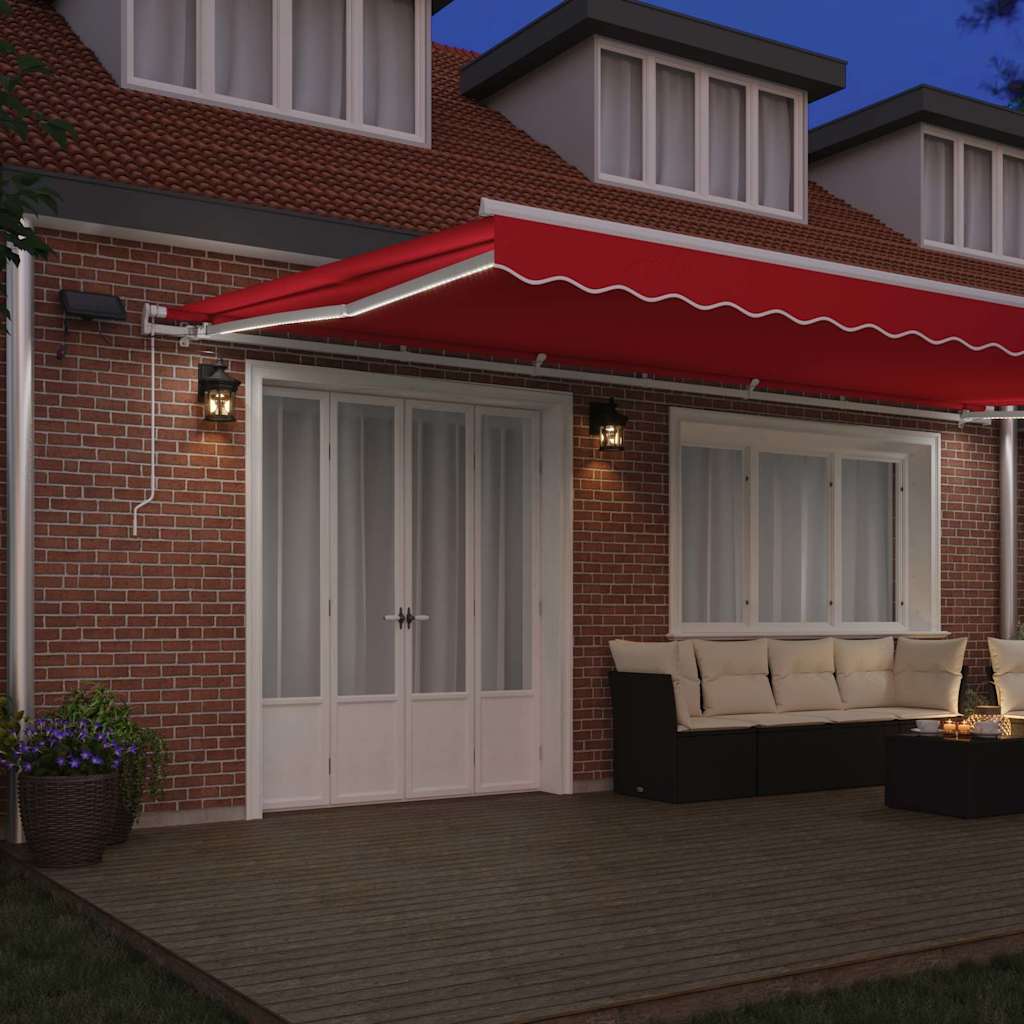 Toldo Retrátil Manual Vermelho 600 × 300 cm Tecido e Aço