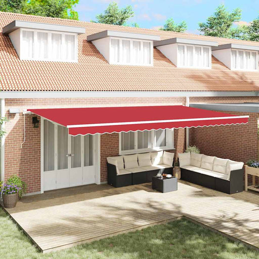 Toldo Retrátil Manual Vermelho 600 × 300 cm Tecido e Aço