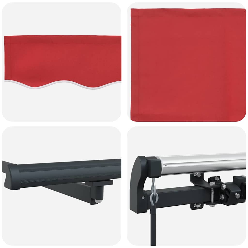 Toldo Retrátil Manual Vermelho 600 × 300 cm Poliéster e Aço