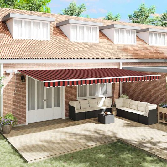 Toldo Retrátil com Manual laranja e castanho 600 ×350 cm tecido
