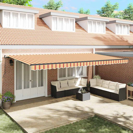 Toldo Retrátil Manual amarelo e laranja 600 × 350 cm tecido