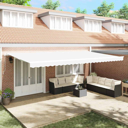 Toldo Retrátil Manual Branco 600 × 350 cm Poliéster e Metal