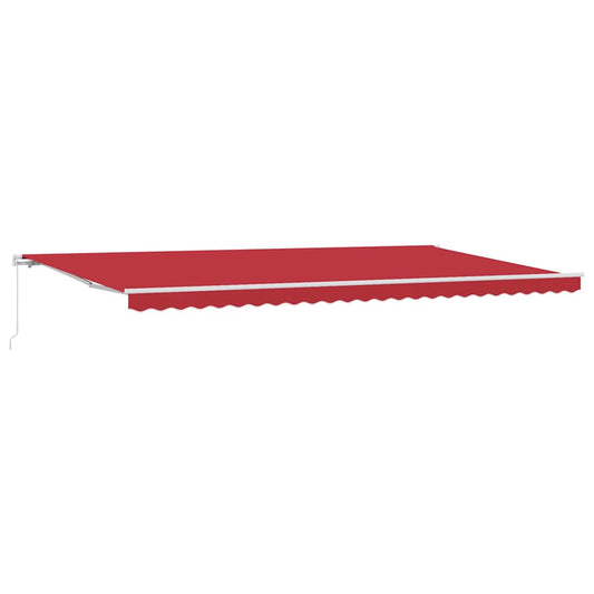 Toldo Retrátil Manual Vermelho 600 × 350 cm Poliéster e Metal