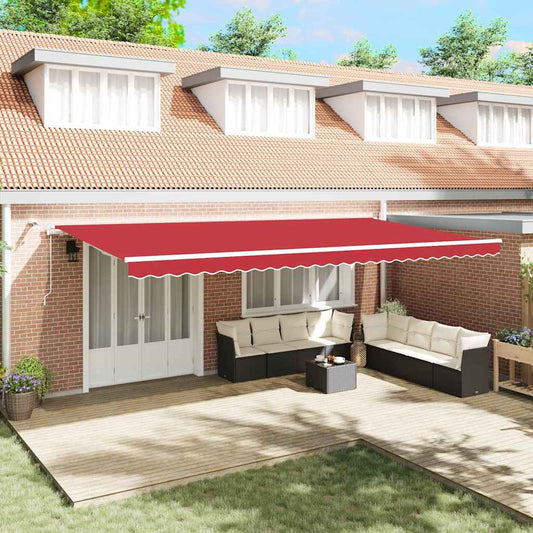 Toldo Retrátil Vermelho 600 × 350 cm Tecido e Metal