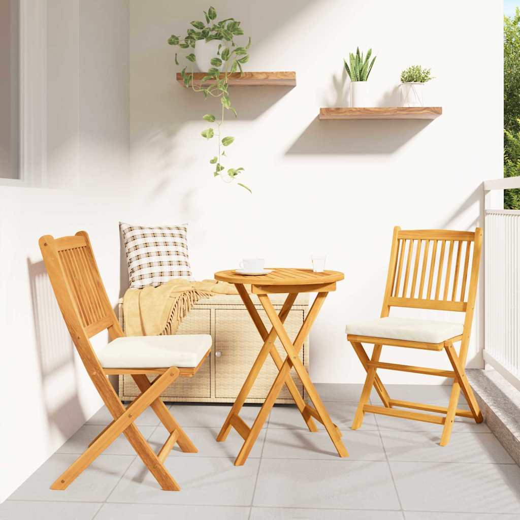 Cadeira Dobrável com almofada 2 pcs Branco 49 x 57,5 x 92cm