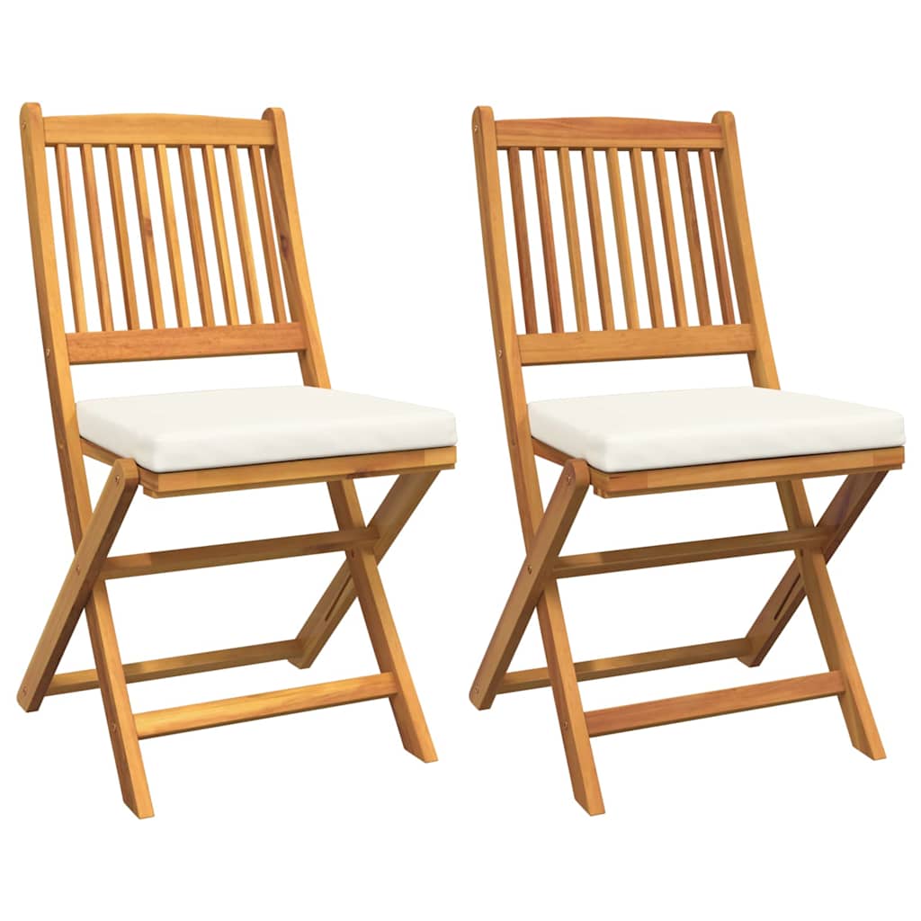 Cadeira Dobrável com almofada 2 pcs Branco 49 x 57,5 x 92cm