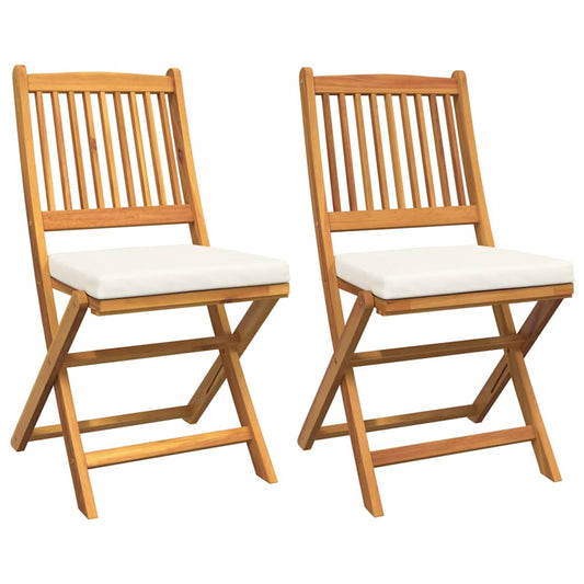 Cadeira Dobrável com almofada 2 pcs Branco 49 x 57,5 x 92cm