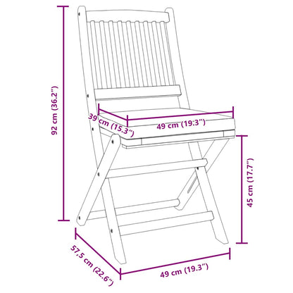 Cadeira Dobrável com almofada 2 pcs Branco 49 x 57,5 x 92cm
