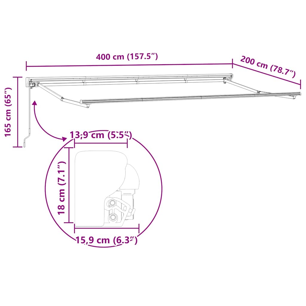 Estrutura de Toldo Manual Branco 4 x 2 m