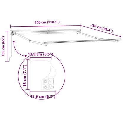 Estrutura de Toldo Manual Antracite 3 x 2,5 m