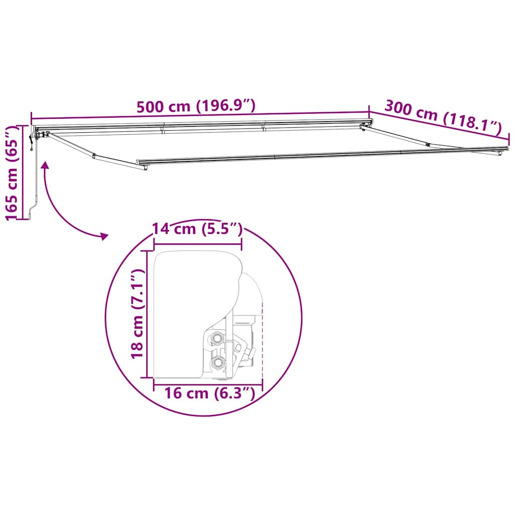 Estrutura de Toldo Antracite 5 x 3 m