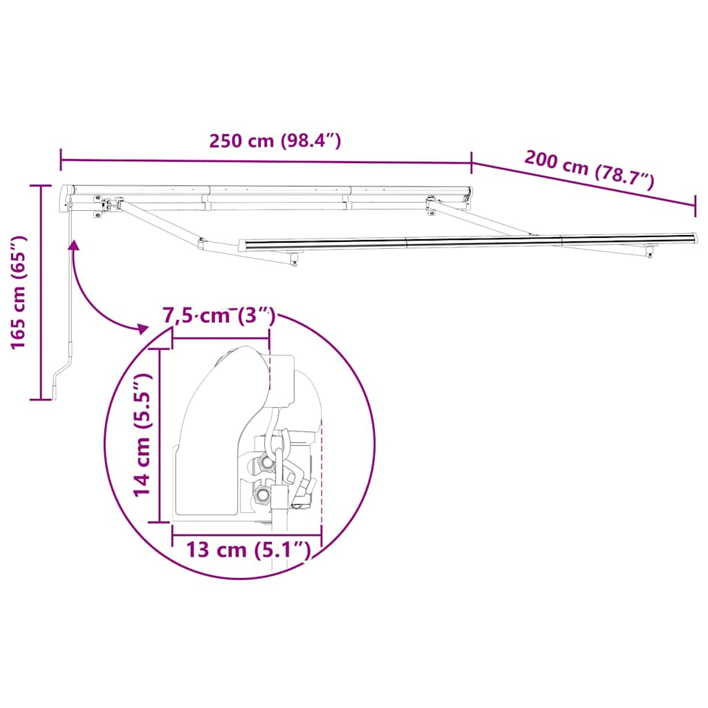 Estrutura de Toldo Branco 2.5 x 2 m Metal