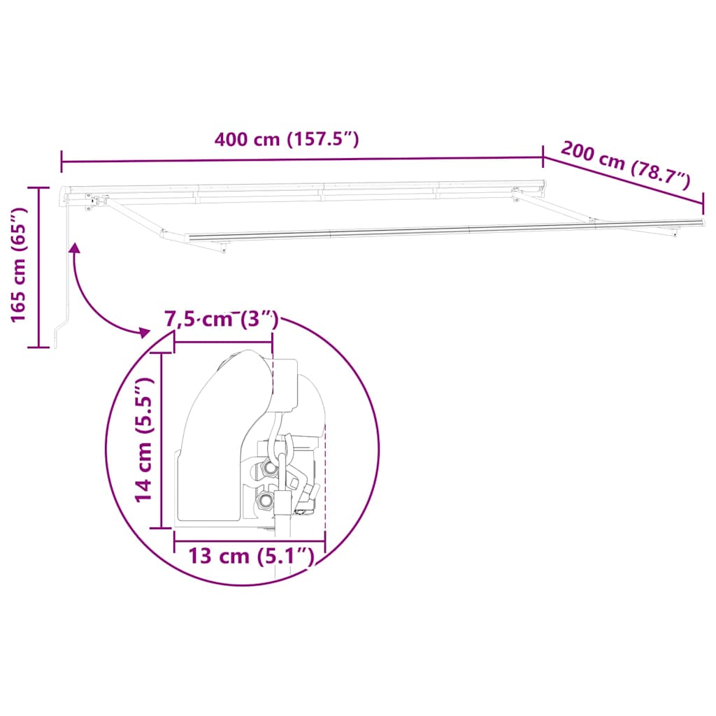 Estrutura de Toldo Antracite 4 x 2 m Metal