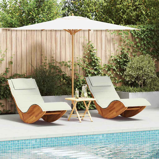 Espreguiçadeira com almofada 2 pcs Castanho 60 x 154 x 74cm