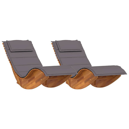 Espreguiçadeira com almofada 2 pcs Castanho 60 x 154 x 74cm