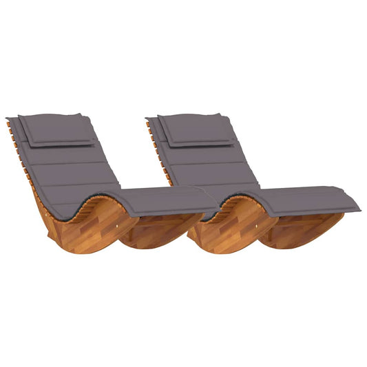 Espreguiçadeira com almofada 2 pcs Castanho 60 x 154 x 74cm