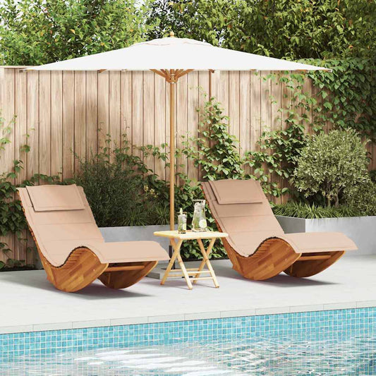 Espreguiçadeira com almofada 2 pcs Castanho 60 x 154 x 74cm