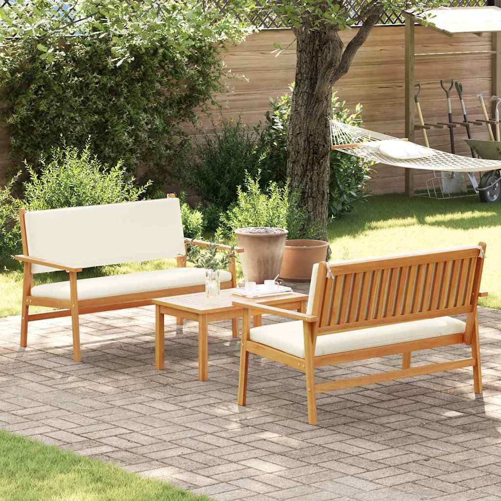 Conjunto de Sofá de Jardim 3 pcs Castanho 120 x 65,5 x 79 cm