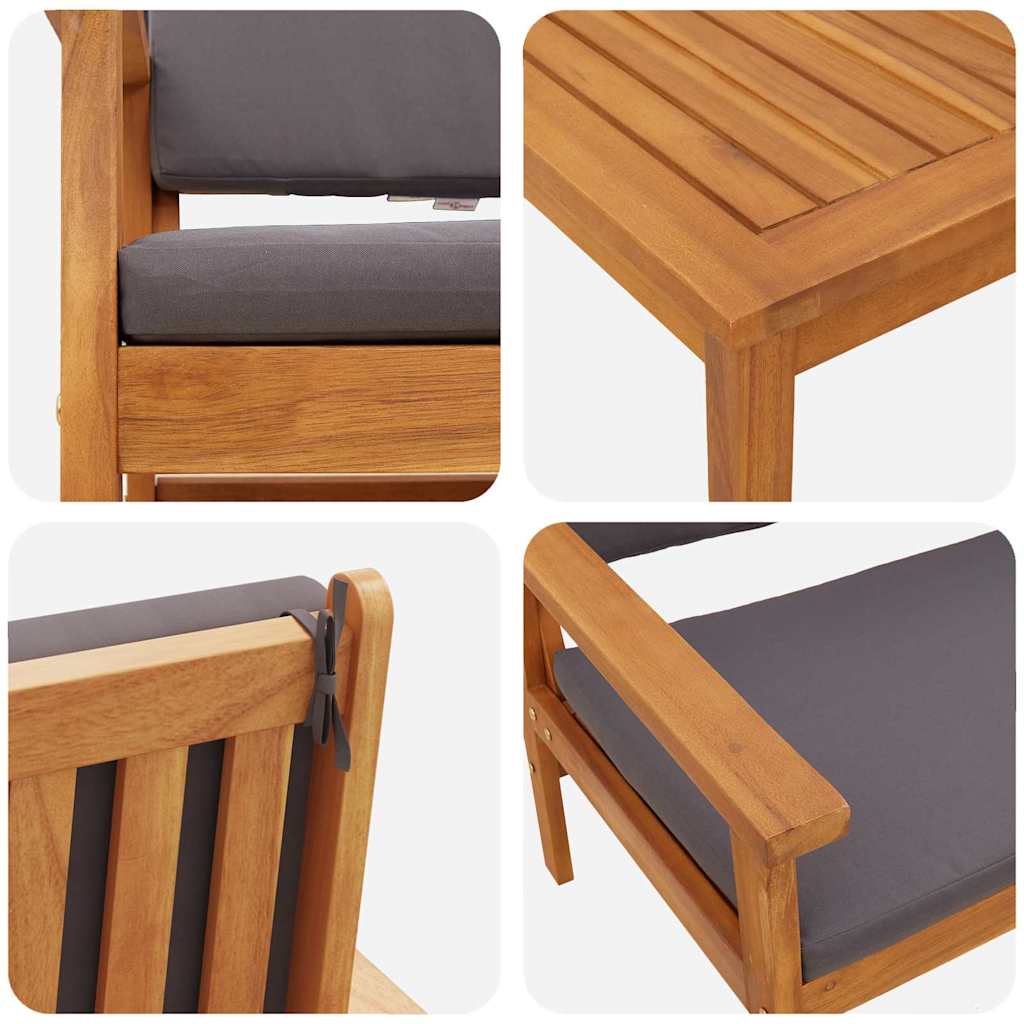 Conjunto de Sofá de Jardim 3 pcs Castanho 120 x 65,5 x 79 cm