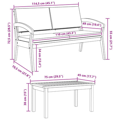 Conjunto bistro com almofada 3 pcs Castanho Poliéster