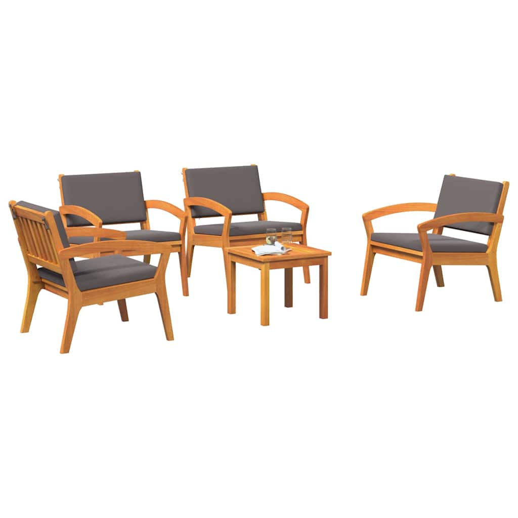 Conjunto bistro com almofada 5 pcs Castanho Poliéster