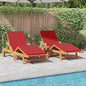Espreguiçadeira com almofada 2 pcs Vermelho 200 x 67 x 84cm