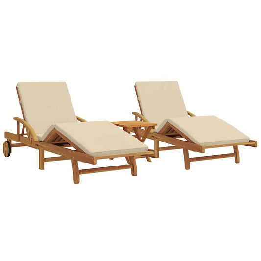 Espreguiçadeira com almofada 2-pessoa 3 pcs Bege 40 x 40 x 40cm