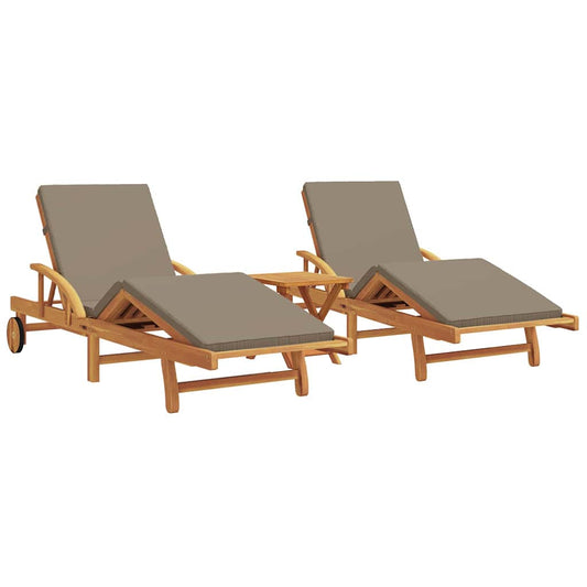 Espreguiçadeira 3 pcs Cinzento-acastanhado 40 x 40 x 40cm
