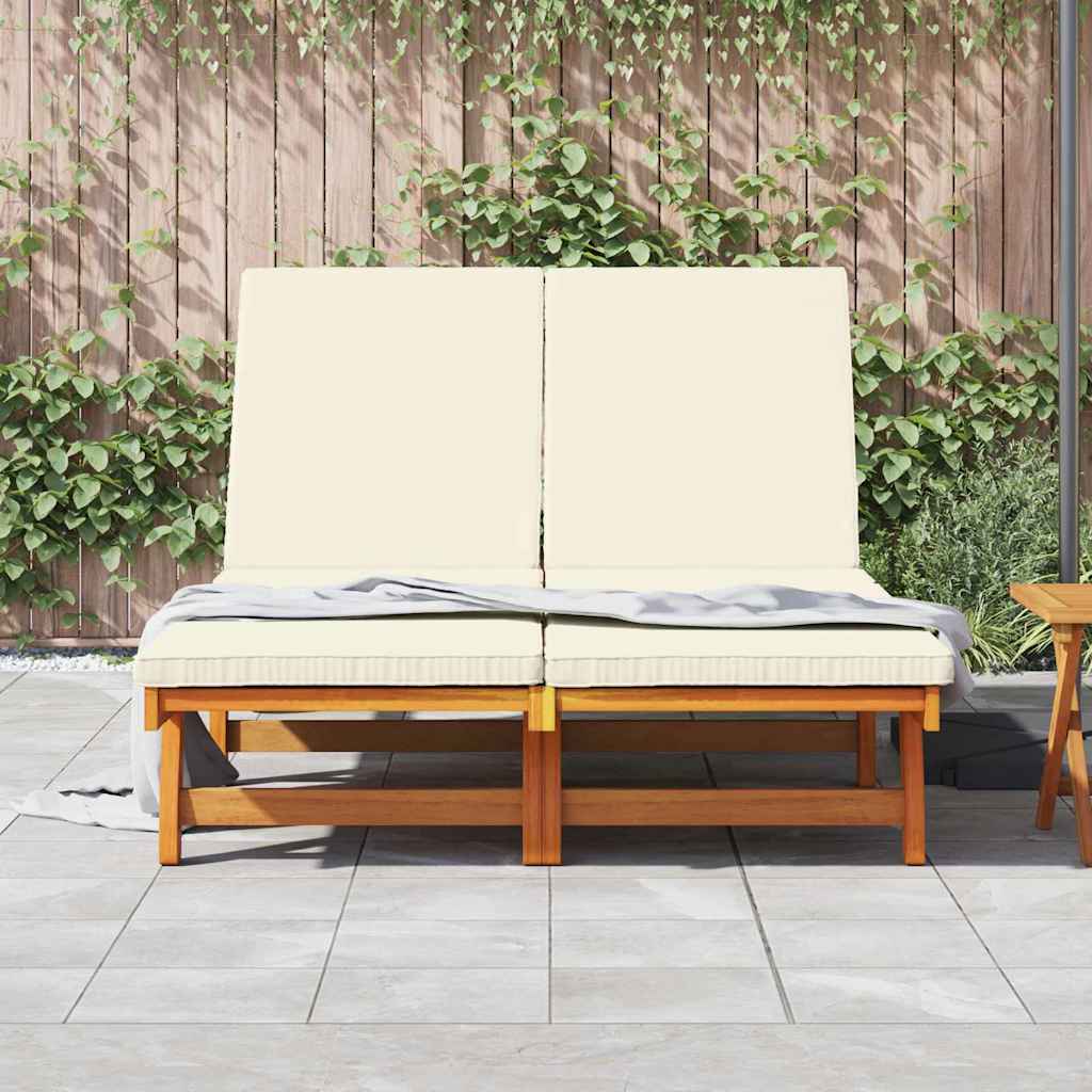Espreguiçadeira com almofada 2-pessoa Castanho 125 x 200 x 84cm
