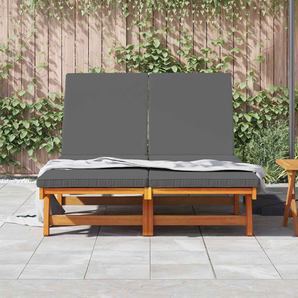 Espreguiçadeira com almofada 2-pessoa Castanho 125 x 200 x 84cm